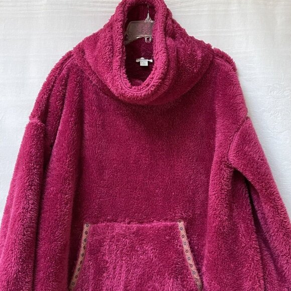 Sundance Teddy Sweater Womens Medium Sasha Fleece Oversized Pullover Magenta - Picture 2 of 9